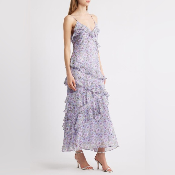LULUS LUELLA FLORAL PRINT RUFFLE SLEEVELESS MAXI DRESS ❤️NWT IN STORES❤️ - Picture 3 of 5